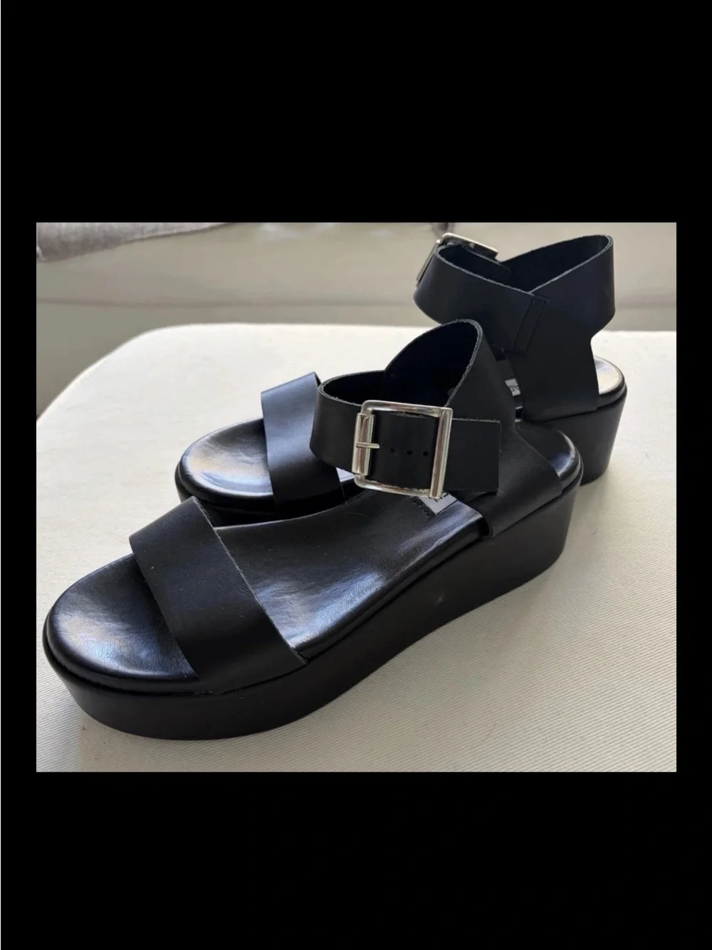 Steve Madden Made in Italy Genuine Leather Platform Sandals Size 8